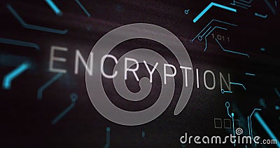 Image of interference over encryption text, data processing and computer circuit board Stock Photo
