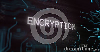 Image of interference over encryption text, data processing and computer circuit board Stock Photo