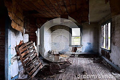 Abandoned House Interior Stock Photo
