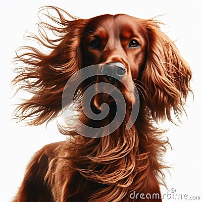 Image of isolated Red Setter against pure white background, ideal for presentations Stock Photo