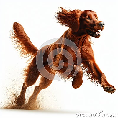 Image of isolated Red Setter against pure white background, ideal for presentations Stock Photo