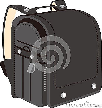 Japanese Black School Bag for Elementary School students Vector Illustration