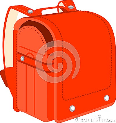 Japanese red school bag for elementary school students Vector Illustration