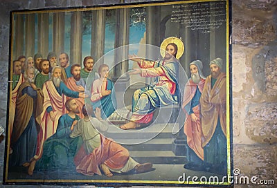 Image of Jesus preaching in the temple in Jerusalem Editorial Stock Photo