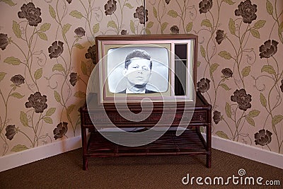 Image of John F. Kennedy on a Vintage Television Editorial Stock Photo