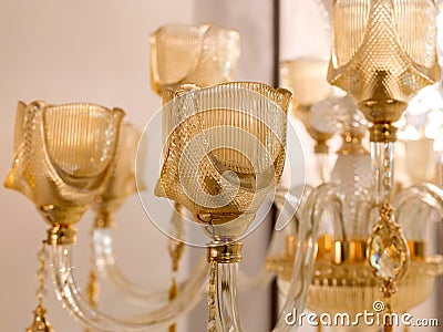 Image of a lamp with amber glass plafonds Stock Photo