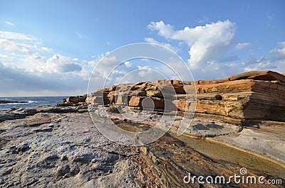 An Image of Landscape Of Senjojiki located in Shirahama Stock Photo