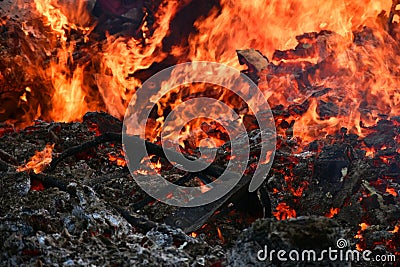 Large and Dangerous Fire Close Up Stock Photo