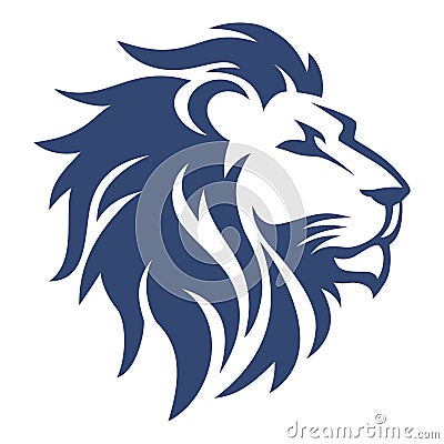 Head Lion fire hair blue Stock Photo