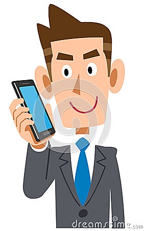 Male to make a phone Smartphone Businessman suit Upper body Vector Illustration