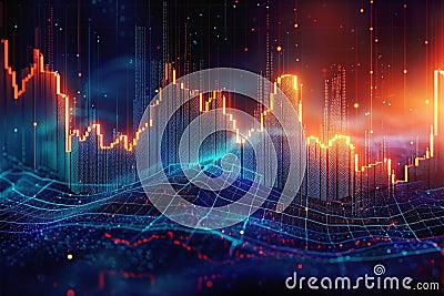 Image Market dynamics abstract image visualizes the complexity of a stock chart Stock Photo