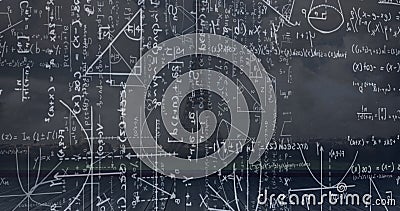 Image of mathematics formulas on black background Stock Photo