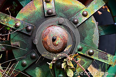 Old Vintage Metal Tractor Tire Stock Photo