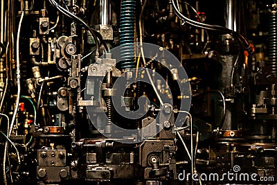 Image of metal-working machine with various details in metalworking Stock Photo