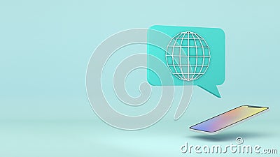 An image of mobile internet usage on a light blue background,mobile internet usage Stock Photo