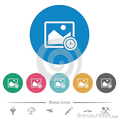 Image modified time alternate flat round icons Vector Illustration