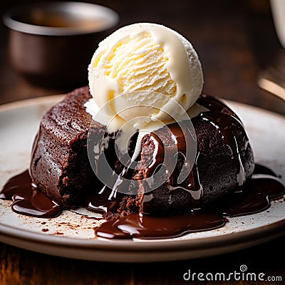 image of a molten chocolate lava cake Stock Photo