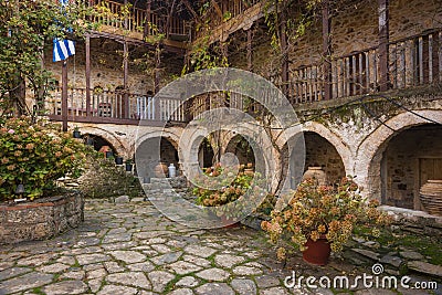 Image of the monastery on Lake Doxa Stock Photo