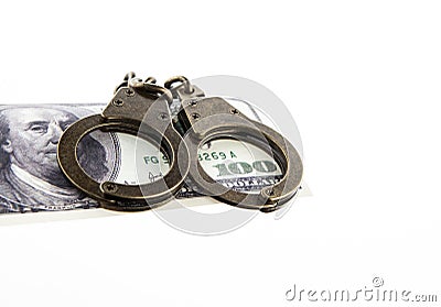 Image of money handcuffs white background Stock Photo