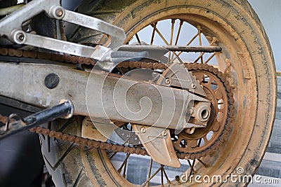 An image of a motorbike tyre and its components Editorial Stock Photo