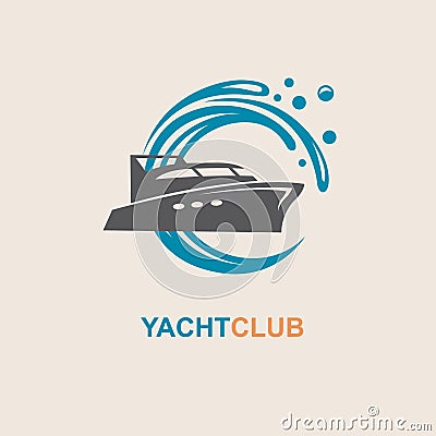 Image of motorboat icon on waves Vector Illustration