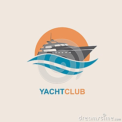 Image of motorboat icon on waves Vector Illustration