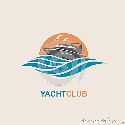 Image of motorboat icon on waves Vector Illustration