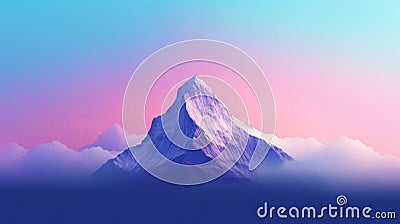 Image of a mountain in a blue-pink background. Stock Photo