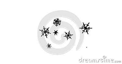 Image of multiple black snowflakes moving on white background Stock Photo