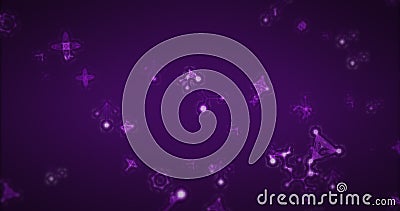 Image of multiple 3d purple glowing molecules Stock Photo