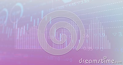 Image of multiple graphs, loading circles and trading board against gradient background Cartoon Illustration