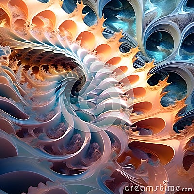 image of the multiple quantum entanglements within a fractal wave pattern. Stock Photo