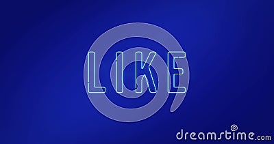 Image of neon like text banner against blue gradient background Stock Photo