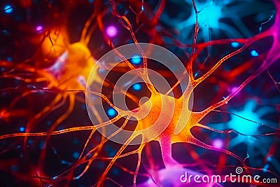 An image of neurons involved in the regulation of appetite and satiety, such as those in the hypothalamus and brainstem Stock Photo