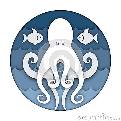 Octopus art paper carving Stock Photo