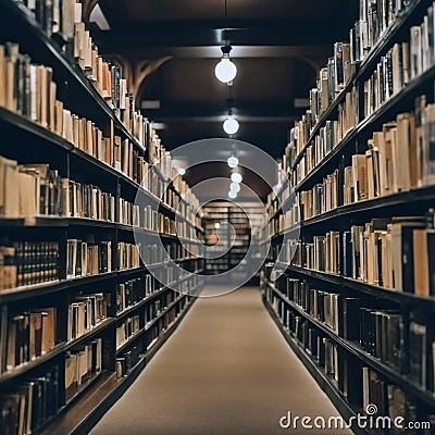 Sanctuary of Knowledge: The Timeless Aisle of Books Stock Photo