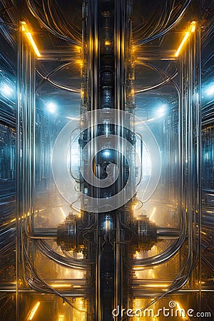 Inner core of a futuristic reactor generated by ai Stock Photo