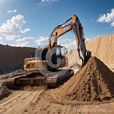 dirt road earthwork and sky landscape. Stock Photo