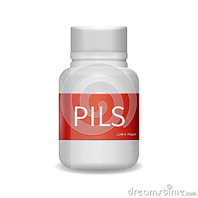 Image Packaging Painkiller Pils White Background Vector Illustration