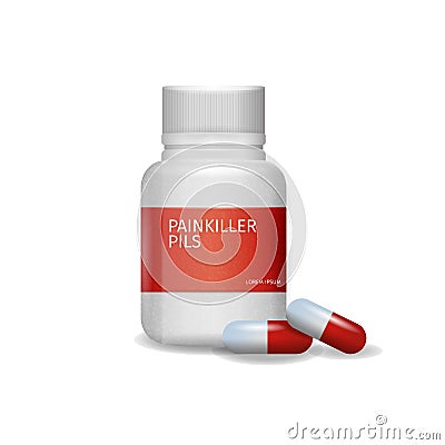 Image Packaging Painkiller Pils White Background Vector Illustration