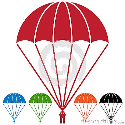 Paratrooper Parachute Skydiver Icon Set Vector Illustration