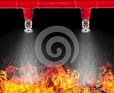 Image of pendent fire sprinkler on white background with cliipi Stock Photo