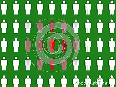 1 Image of people with social distance over greenish background Stock Photo