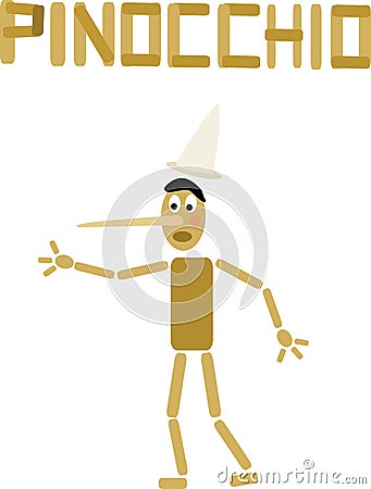 Image of Pinocchio with hat Vector Illustration