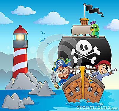 Image with pirate vessel theme 5 Vector Illustration