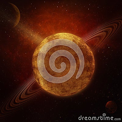 Image of Planet with rings in universe Stock Photo