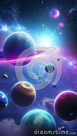 an image of planets and planets in space Stock Photo