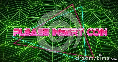 Image of please insert coin text over triangle over connected lines forming shapes Cartoon Illustration