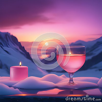 image portrays a captivating scene, aglow with the warm light of candle flames, creating a soft and welcoming atmosphere Stock Photo