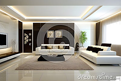matured living room, where sophistication and vibrancy harmonize seamlessly Stock Photo